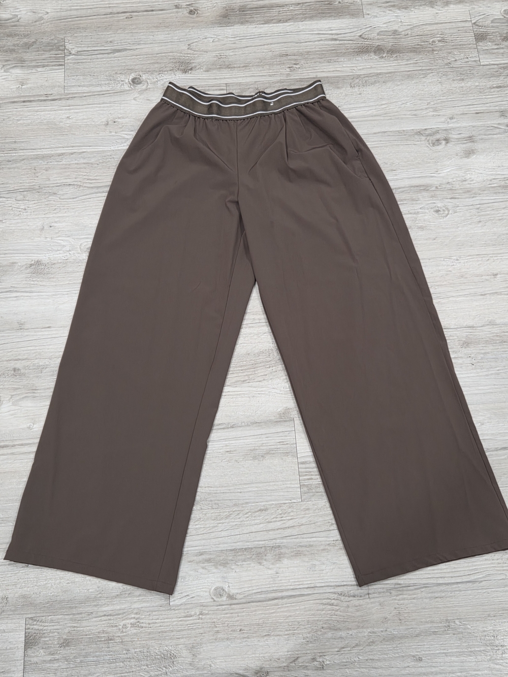 Always Brown Wide-Leg Joggers with Striped Elastic Waistband
